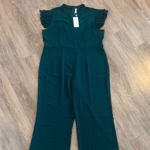 Elegant Green Ruffle Sleeve Jumpsuit